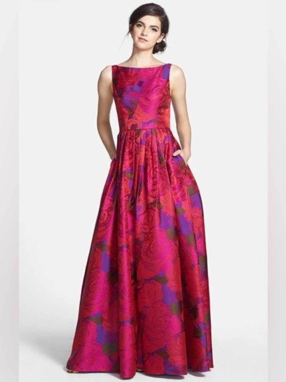 Adrianna Papell Vespertine Vow Fuchsia, Purple & Magenta Floral Ball Gown size 6